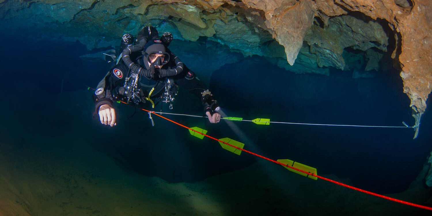 Cave Diving in Cueva Del Agua, Spain