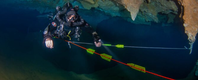 Cave Diving in Cueva Del Agua, Spain